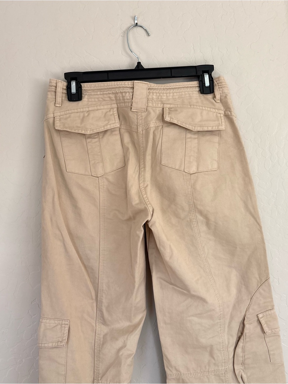 Brandy Melville Kim Cargo Pants Khaki Tan Drawcord Pocket Small Y2K Utility - Picture 6 of 7